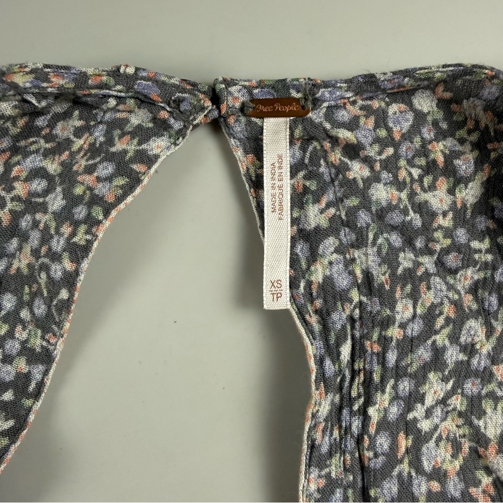 Free People Floral Boho Cropped Wide Leg Jumpsuit Lilac Lavender Gray XS - Picture 5 of 12